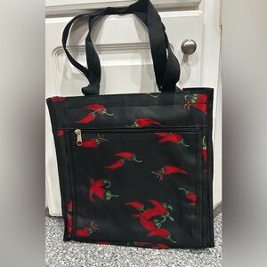 Chili Peppers Design Black Tote Bag